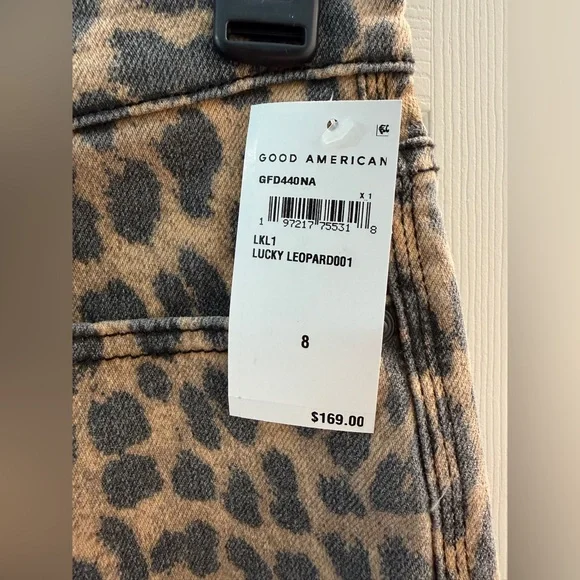 Good American Kick Flare Leopard Jeans-Size 8-NWT - Picture 6 of 13
